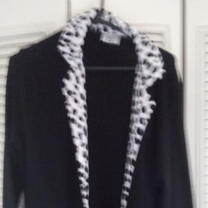 Spoiled Elegant Black Cardigan with White Accents